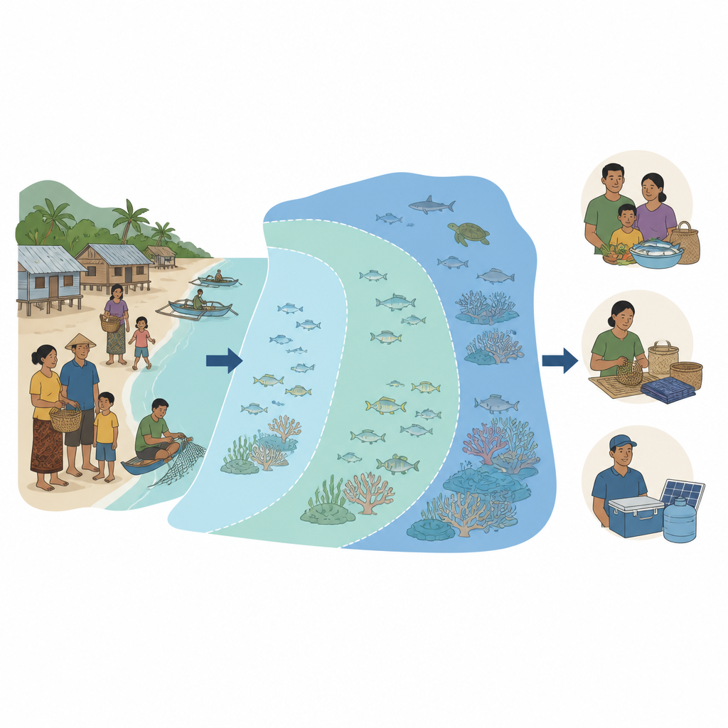 Figure 1. Come i parchi marini modellano sia la natura sia i mezzi di sussistenza nelle comunità costiere indonesiane.