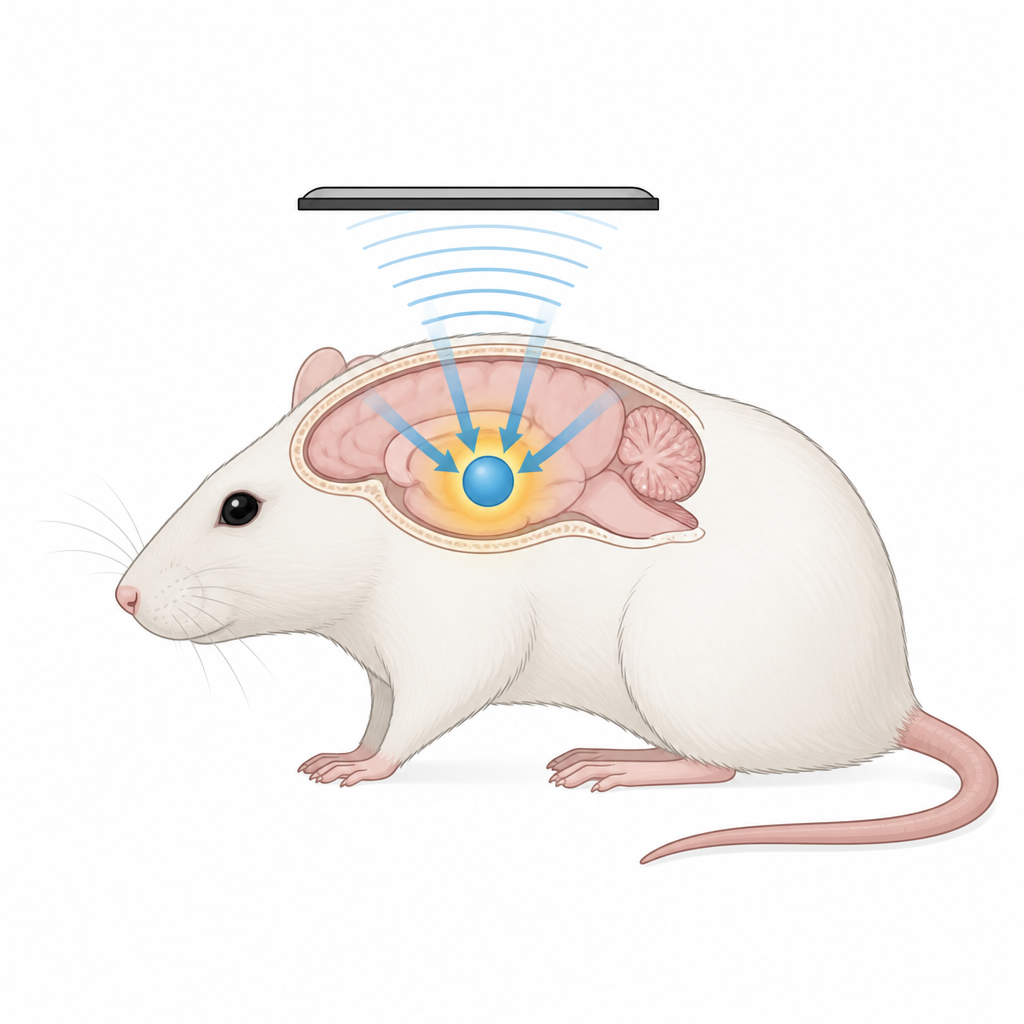 Figure 1. Yumuşak enjekte edilebilen jel, sert implantlar olmadan derin beyin bölgelerini nazikçe uyarmak için kablosuz enerjiyi odaklar.