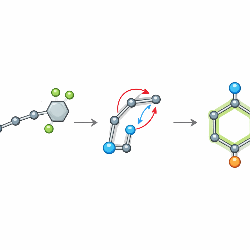 Figure 2. Plasmare progressivamente un diene in un anello a sei membri dove le posizioni di due gruppi chiave possono essere controllate