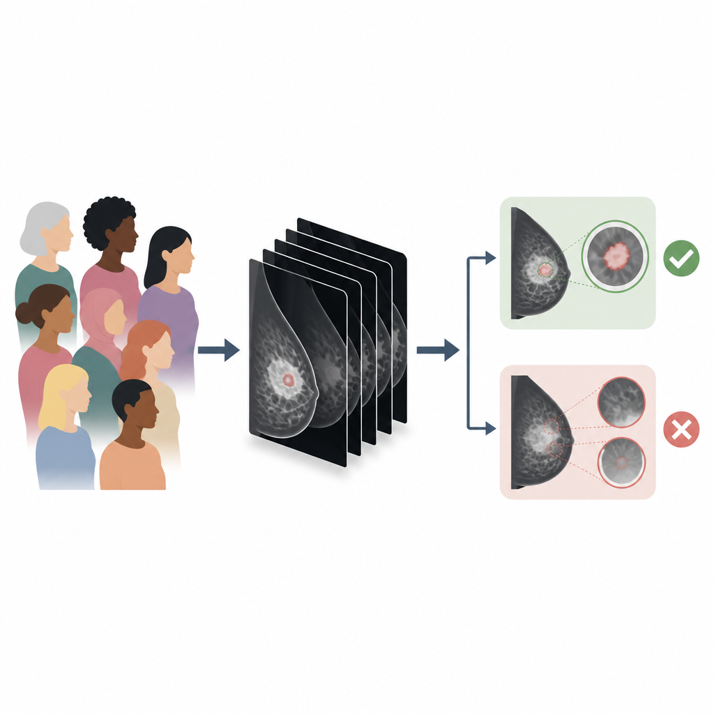 Figure 1. Hoe AI 3D-borstscreening ondersteunt terwijl sommige subtiele vroege kankers toch gemist worden