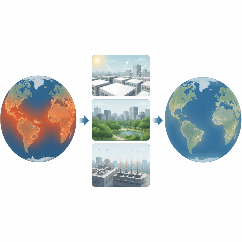 Figure 1. Hoe keuzes in stadsontwerp oververhitte gebieden van de wereld kunnen afkoelen onder toekomstige klimaatverandering.