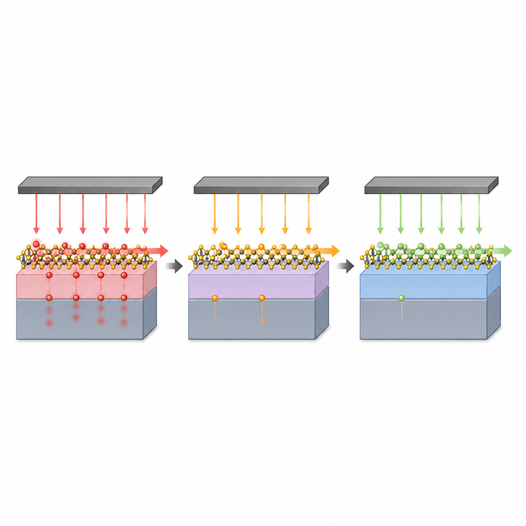 Figure 2. Comment la couche isolante KBBF bloque les fuites tout en dirigeant précisément le courant dans le canal transistor 2D MoS2.
