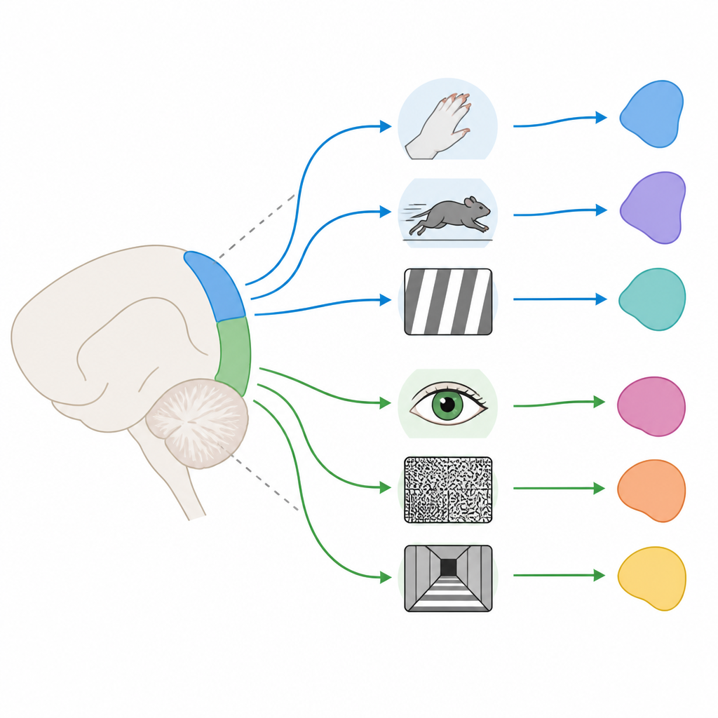Figure 2. Diferentes entradas moldean cómo la corteza retrosplenial anterior y posterior integran el tacto, el movimiento y las escenas visuales para seguir la ubicación.