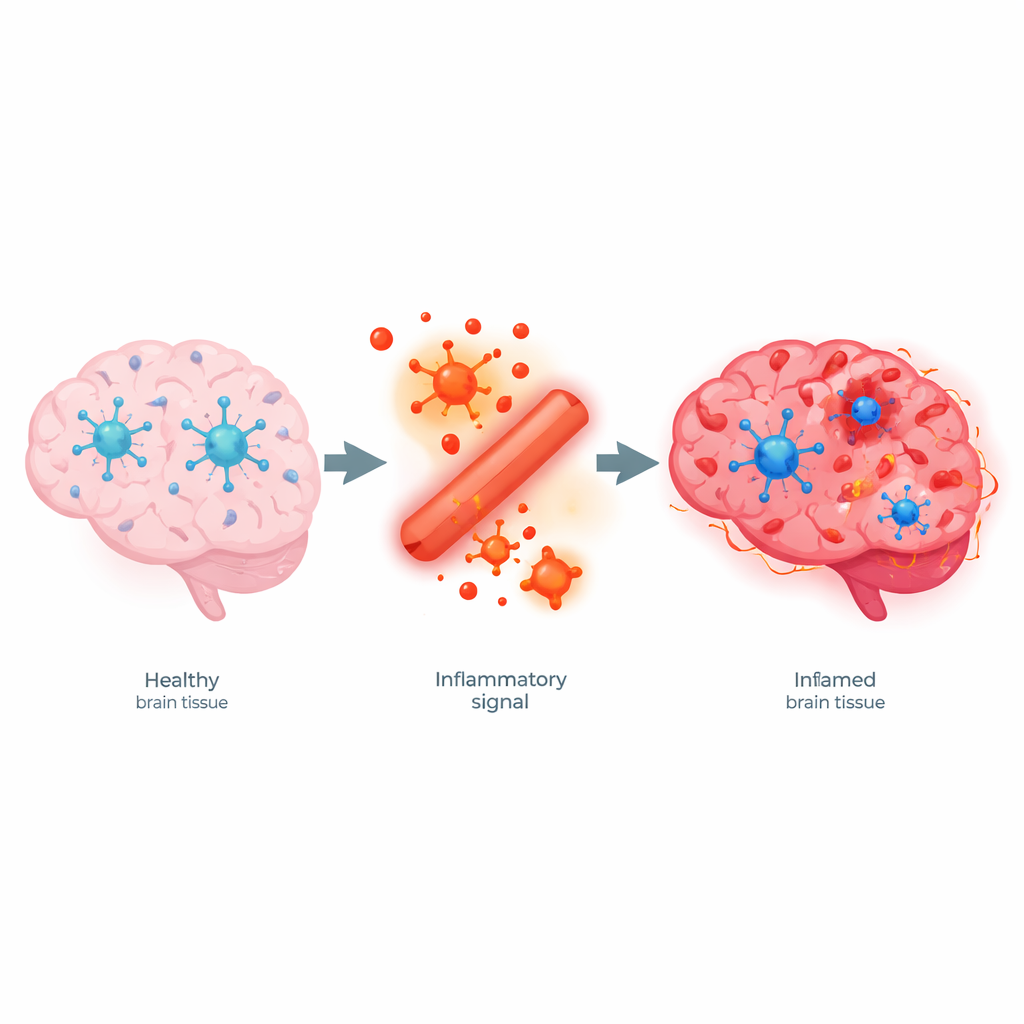 Figure 1. How brain immune cells shift from calm to inflamed states in response to danger signals