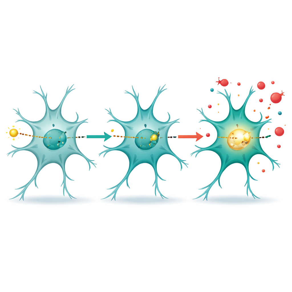 Figure 2. A protein moving into the cell nucleus to crank up inflammatory molecules in brain immune cells