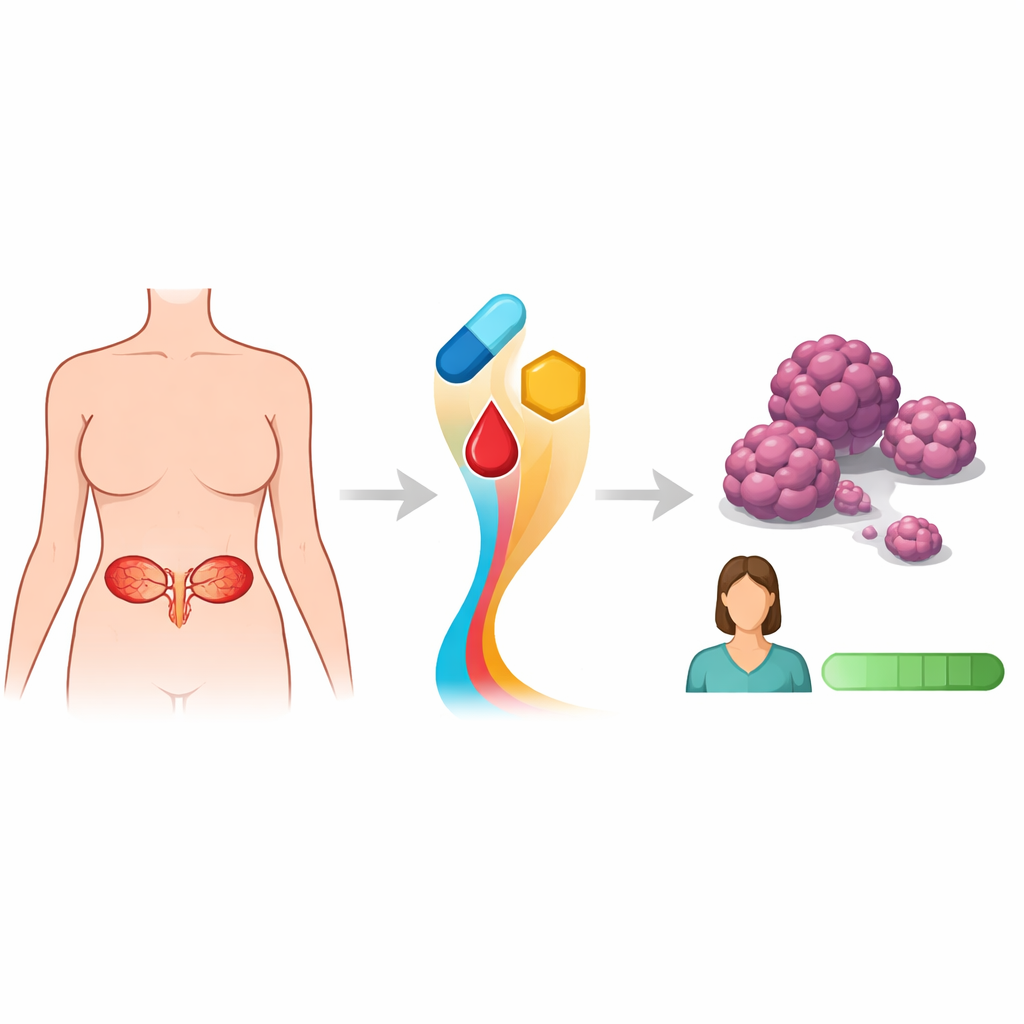 Figure 1. How new drug pairs may help some women control returning ovarian cancer longer.