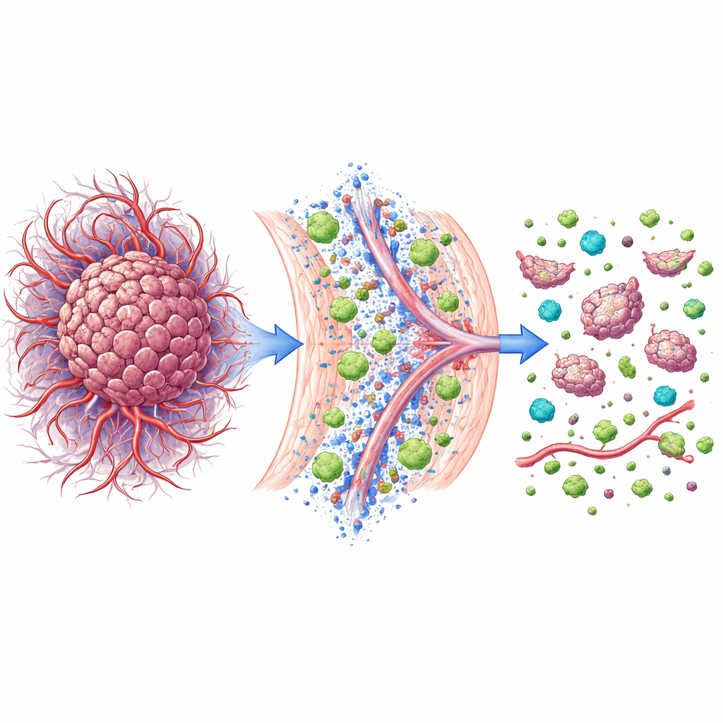 Figure 2. How tumor blood vessels, immunity, and cell structure shape response to combined ovarian cancer therapy.