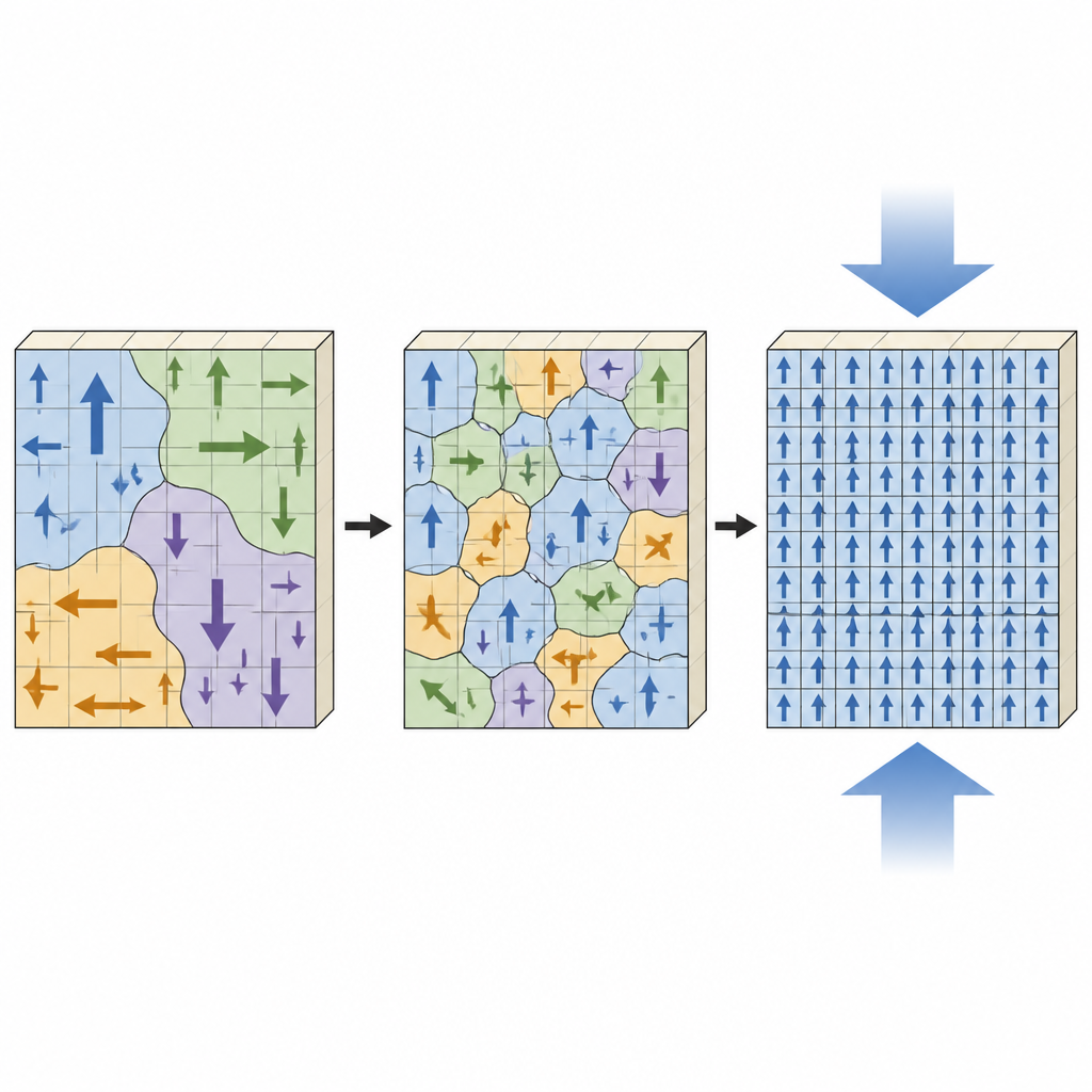 Figure 2. Refining tiny electric regions inside the ceramic boosts how much energy it stores and how cleanly it releases it.