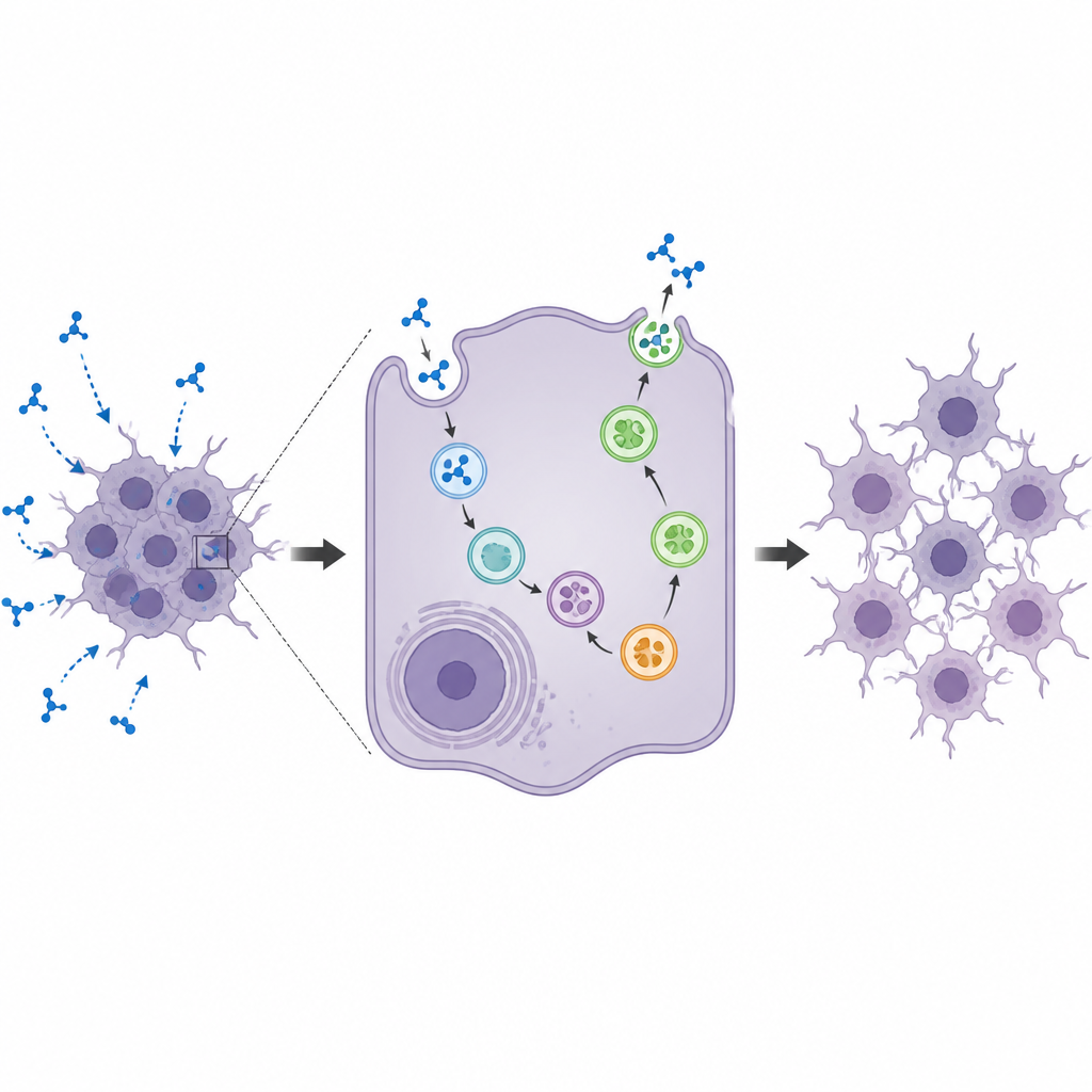 Figure 2. How a recycling pathway inside glioblastoma cells blocks chemotherapy and keeps the tumor growing