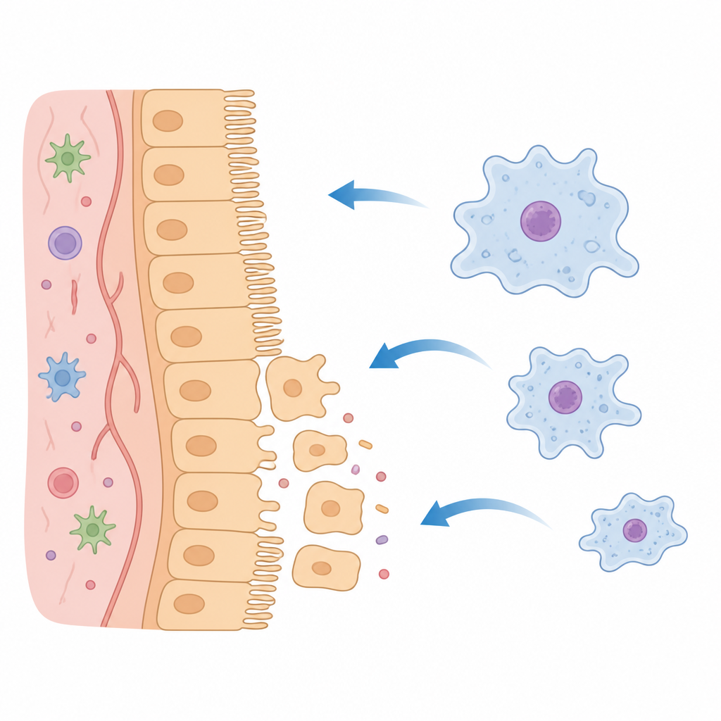 Figure 1. Come una proteina dell’ameba controlla i propri geni e indebolisce la mucosa intestinale durante l’infezione