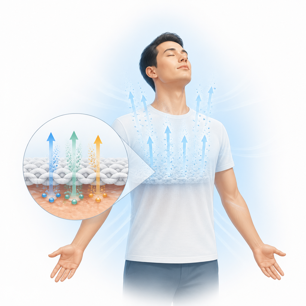 Figure 1. Clothing that pulls sweat out, cools your skin, and quietly makes electricity for wearables