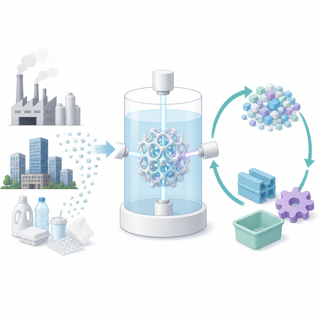Figure 1. Circulair 3D-printen van een taaie gefluorideerde kunststof die kan worden hervormd en gerecycled in plaats van langdurig afval te worden.