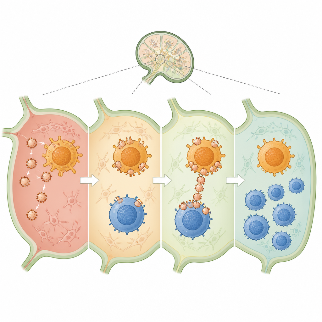 Figure 2. Связывание двух типов иммунных клеток с помощью нанопузырьков превращает воспалительную реакцию в успокаивающую в суставах.