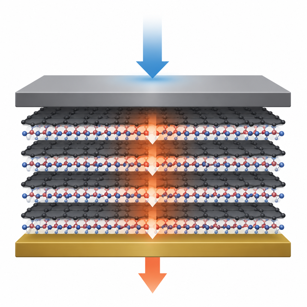 Figure 2. 分子のサンドイッチ層を圧縮して電荷の流れを容易にし、光検出能を向上させる