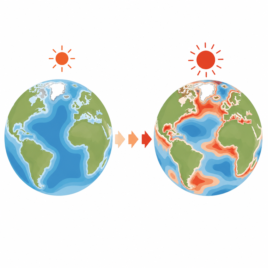 Figure 1. Door mensen aangedreven opwarming doet kustoceanen vaker omslaan tussen langdurige koude en warme toestanden.