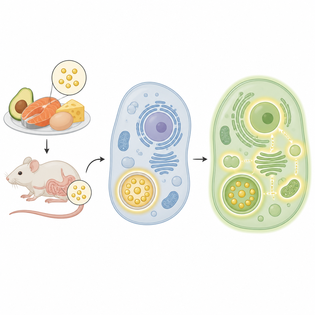 Figure 1. How cholesterol in food drives a cellular growth switch through a built-in sensing system.