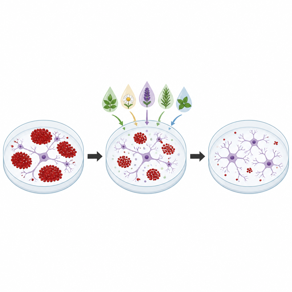 Figure 2. Come gli estratti vegetali miscelati con proteine cerebrali derivate dal paziente riducono la velocità e la quantità di formazione degli ammassi dannosi.