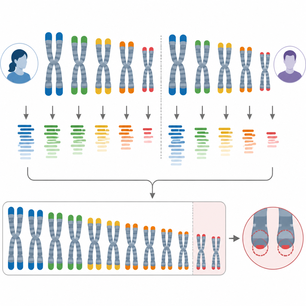 Figure 2. Jak odczyty sekwencjonowania mierzą różne długości telomerów na chromosomach i uwypuklają najkrótszy telomer każdej osoby