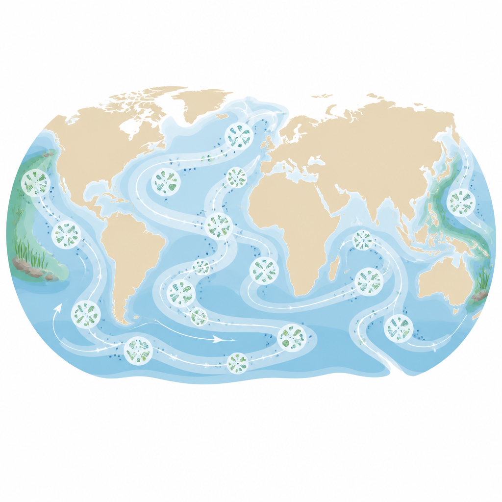 Figure 1. Vibrio-Bakterien heften sich an Plankton und nutzen Meeresströmungen, um entfernte Meere in weniger als zwei Jahren zu verbinden.