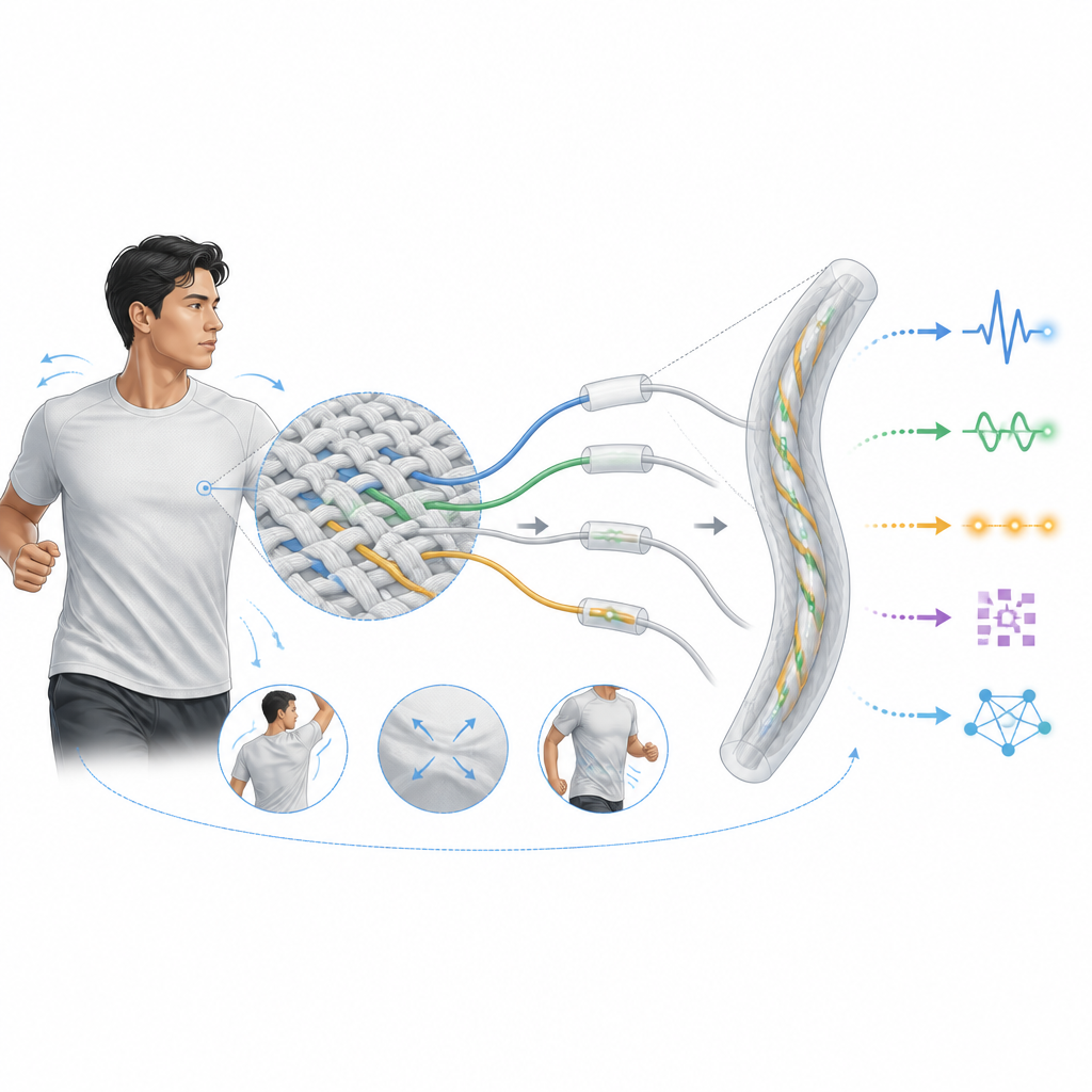 Figure 1. Fibras de ropa blandas que tanto calculan como recuerdan sin chips rígidos