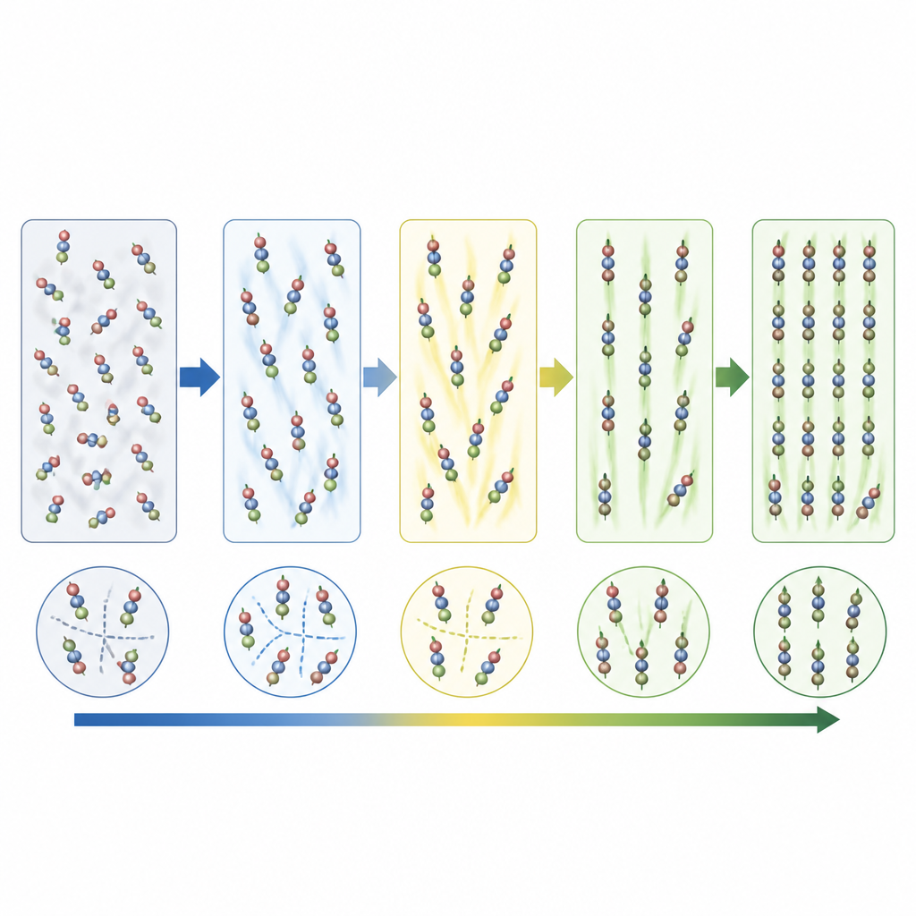 Figure 2. Nanocluster in einer Keramik ordnen sich unter elektrischem Feld aus und erzeugen starke, aber leicht reversible Polarisation.