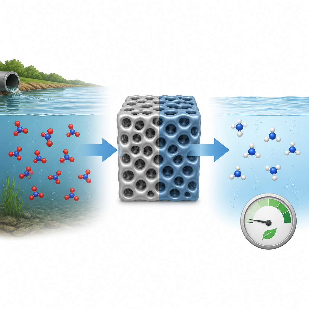 Figure 1. Trasformare l’inquinamento da nitrati nell’acqua in ammoniaca utile mediante un catalizzatore poroso argento–rutenio
