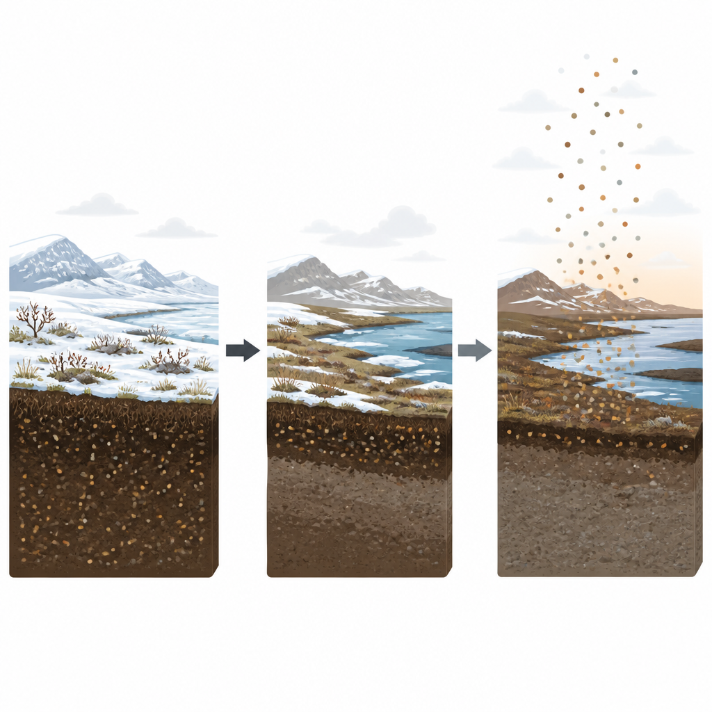 Figure 1. Ocieplenie przekształca bogate w węgiel zimne gleby w znaczące źródła dwutlenku węgla do atmosfery.
