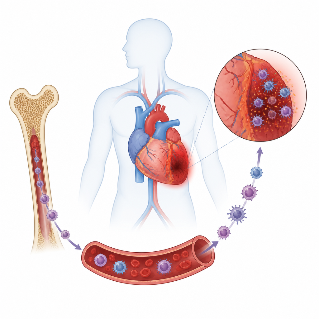 Figure 1. Wie Immunzellen, die nach einem Herzinfarkt zur Reparatur eilen, unbeabsichtigt den Schaden vertiefen können.