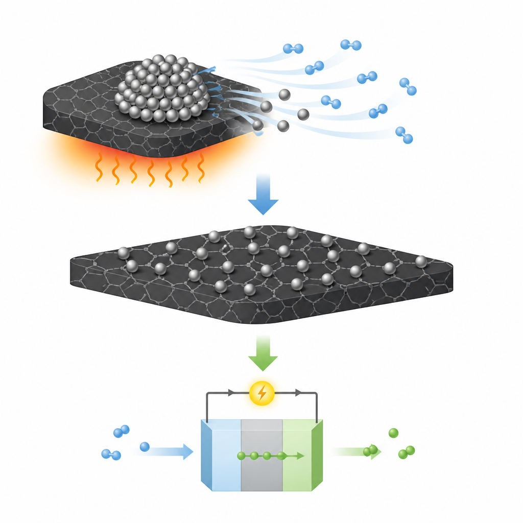 Figure 1. Hydrogen helps pull precious metal clusters apart into single atoms that power more efficient clean energy reactions.