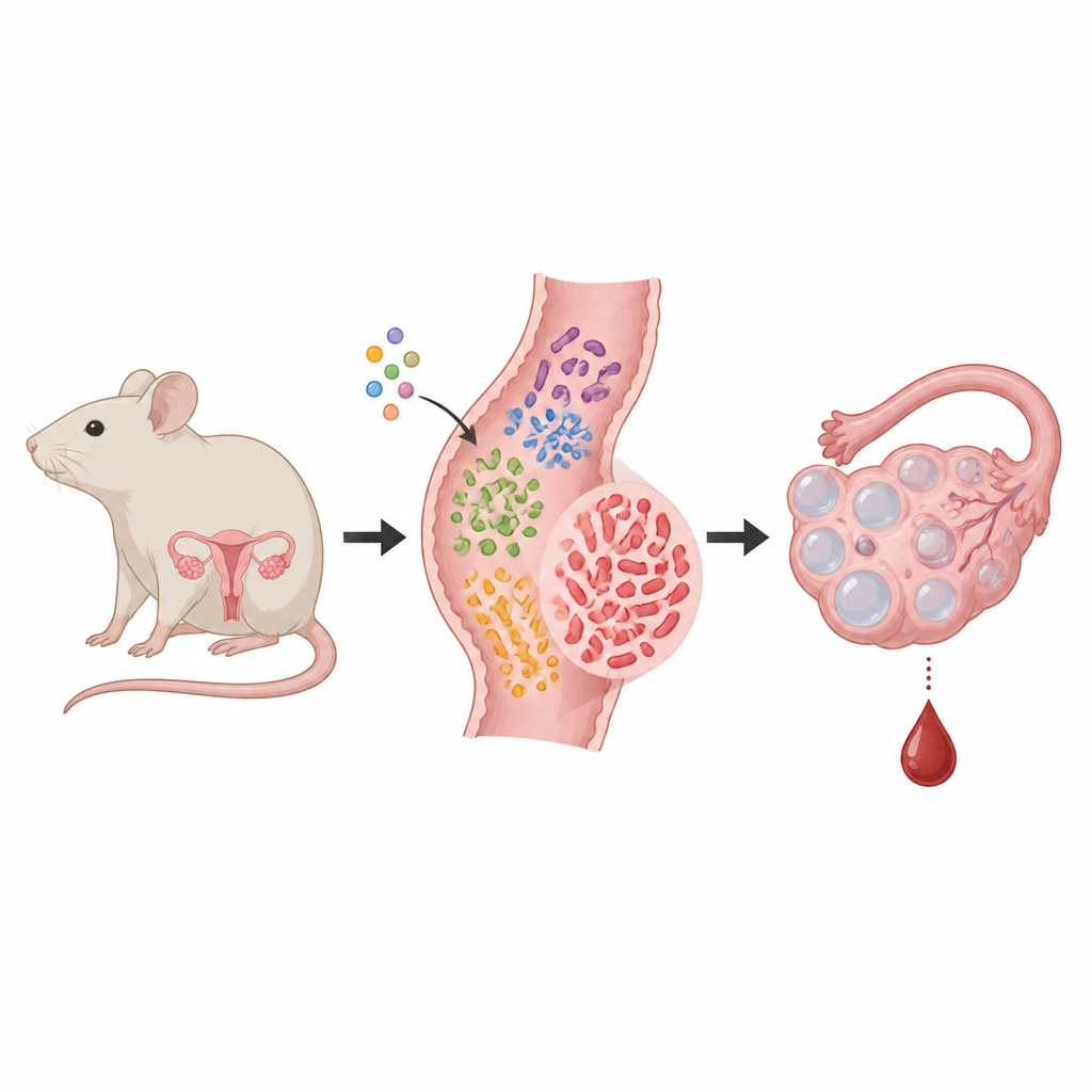 Figure 1. How a gut sugar and bacteria team up to worsen hormone and fertility problems in PCOS.