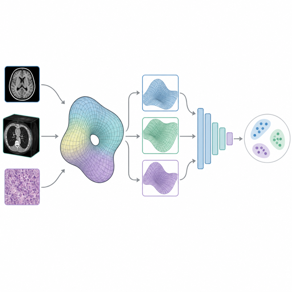 Figure 1. W jaki sposób przekształcenie obrazów medycznych w gładkie powierzchnie pomaga sztucznej inteligencji w lepszych predykcjach diagnostycznych.