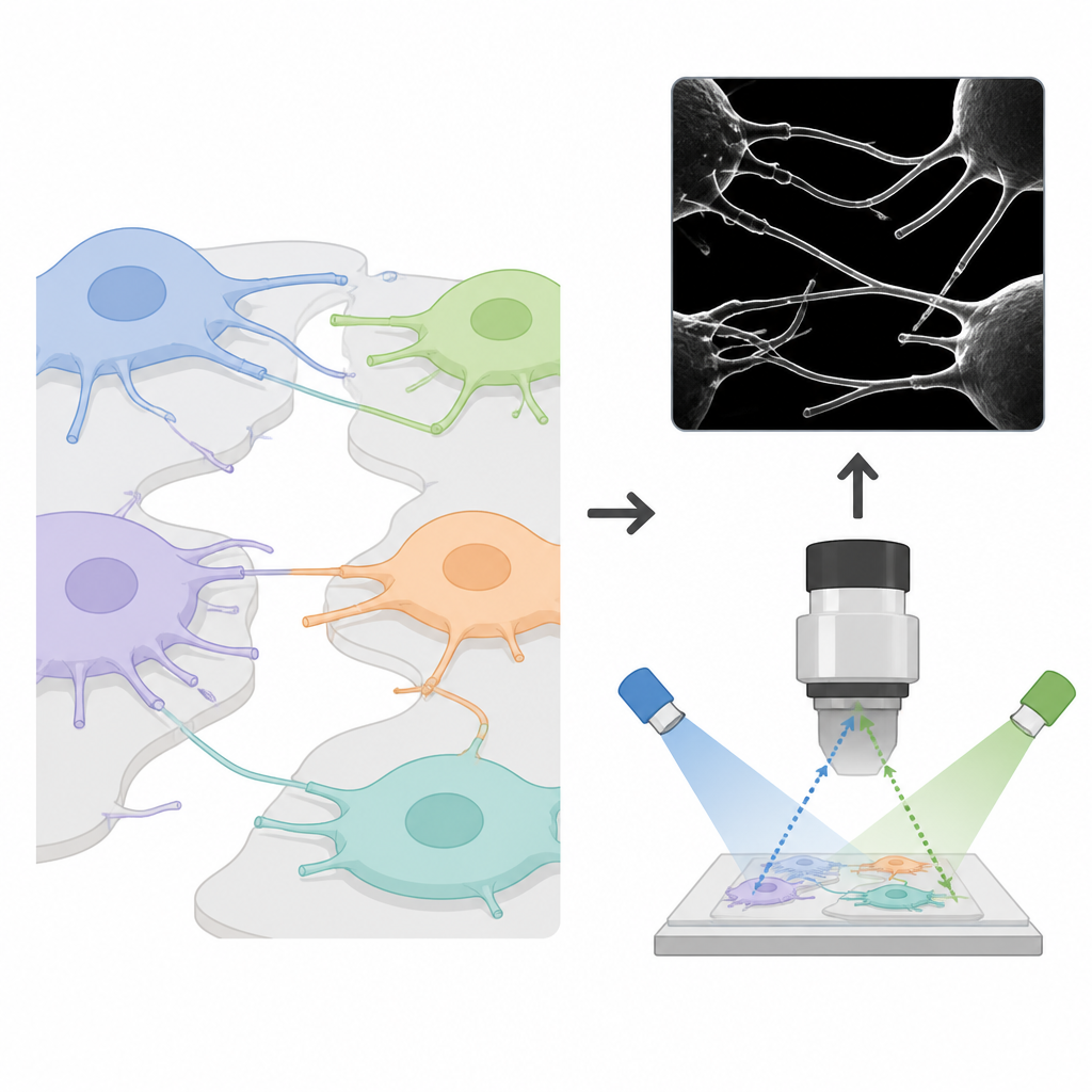 Figure 1. How angled light and rotation reveal tiny 3D cell bridges and protrusions without dyes in living samples