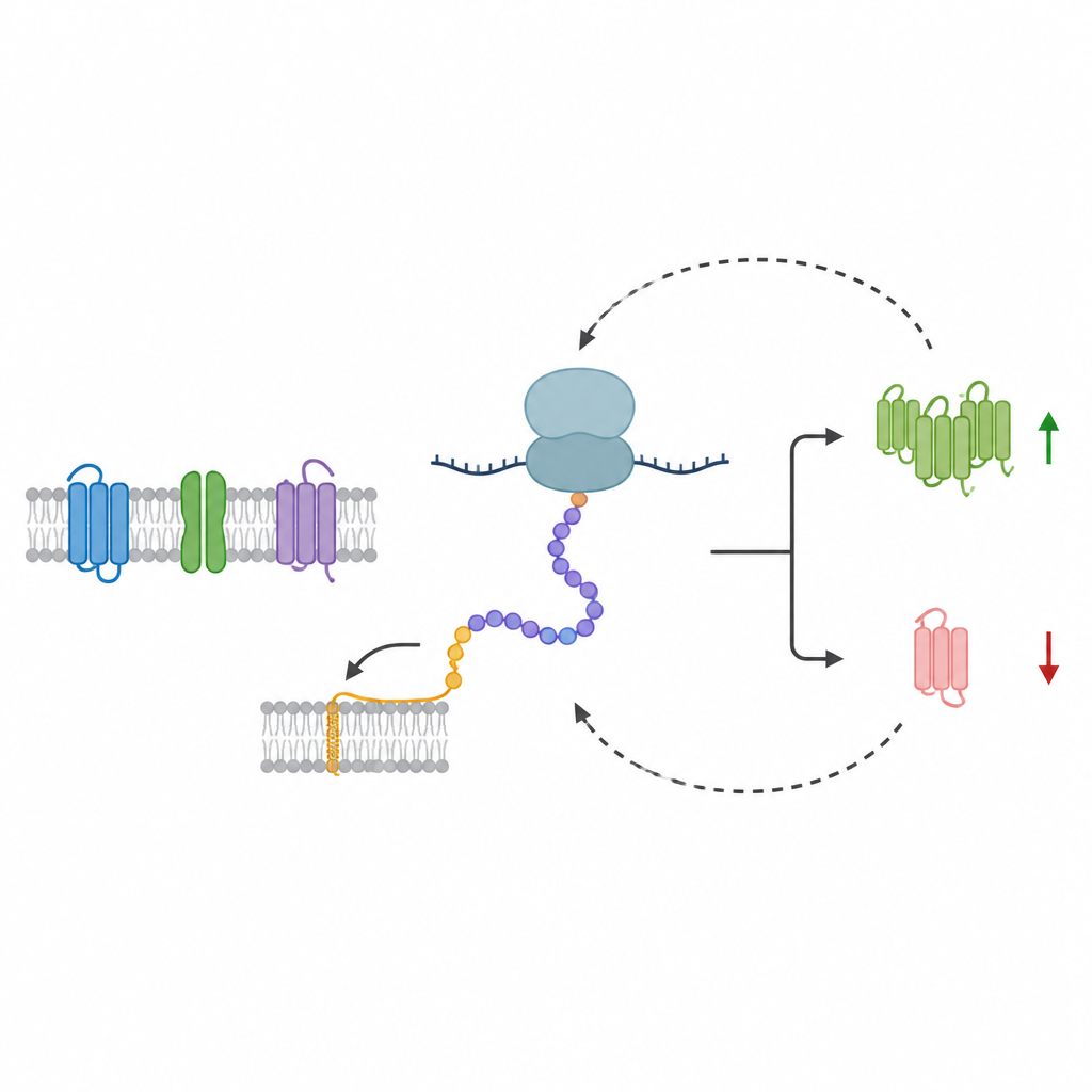 Figure 1. A short peptide pauses protein factories to sense when membrane insertion helpers are overloaded.