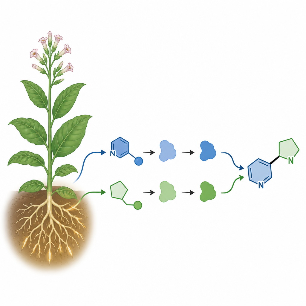 Figure 1. How tobacco roots convert simple molecules into nicotine as a chemical defense