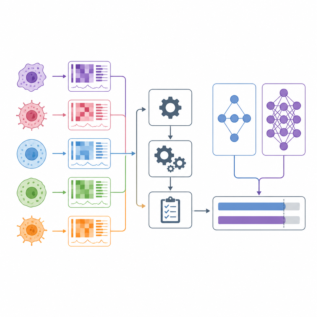 Figure 1. Hoe een gedeelde testpipeline de werkelijke waarde onthult van computer­modellen voor het voorspellen van kanker-geneesmiddelenresponsen.