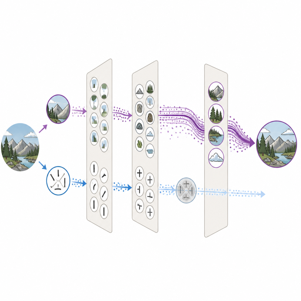Figure 2. Complex image patterns bypass strong attention filters and drive changes in visual brain areas.