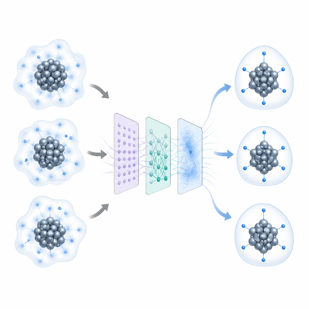 Figure 1. Bilgisayarların metal nanokümelerin içinde küçük hidrojen atomlarının nerede saklandığını nasıl ortaya çıkardığı.