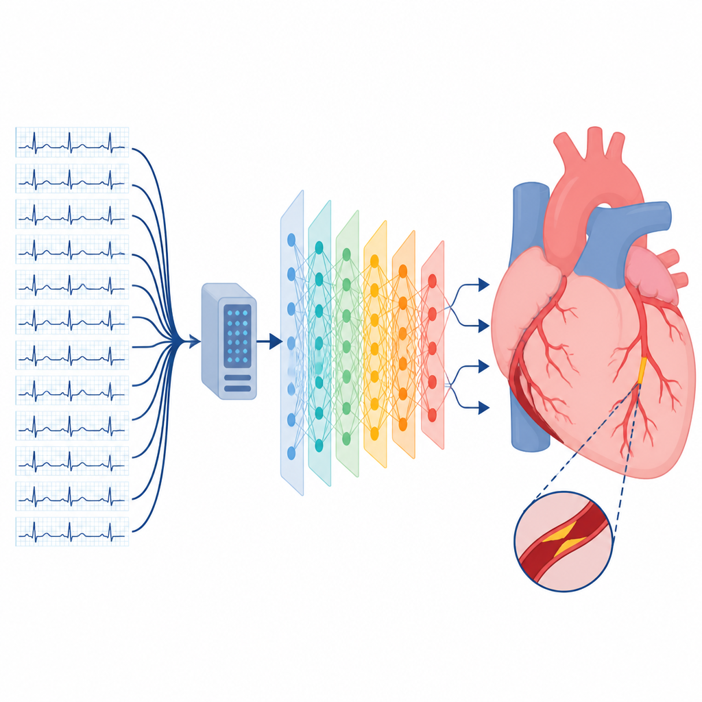 Figure 2. Computermodel volgt ECG-signaalpatronen stap voor stap om precies te bepalen welk segment van de kransslagader geblokkeerd is