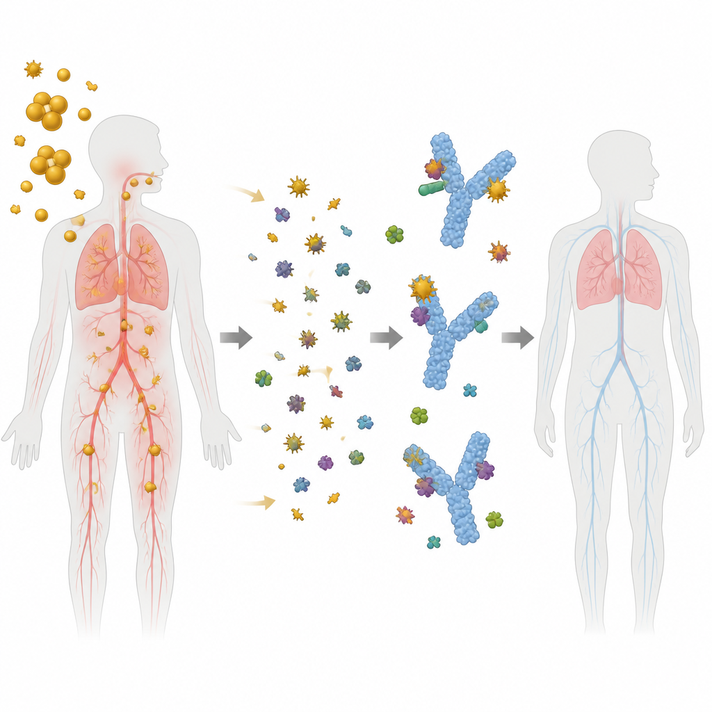Figure 1. Wie multivalente Nanobodies den Körper gleichzeitig vor mehreren Staphylococcus aureus-Toxinen schützen