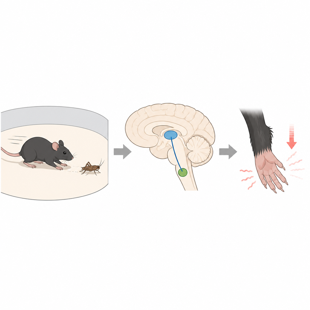 Figure 1. Focused hunting behavior recruits a brain circuit that turns down pain signals in mice.