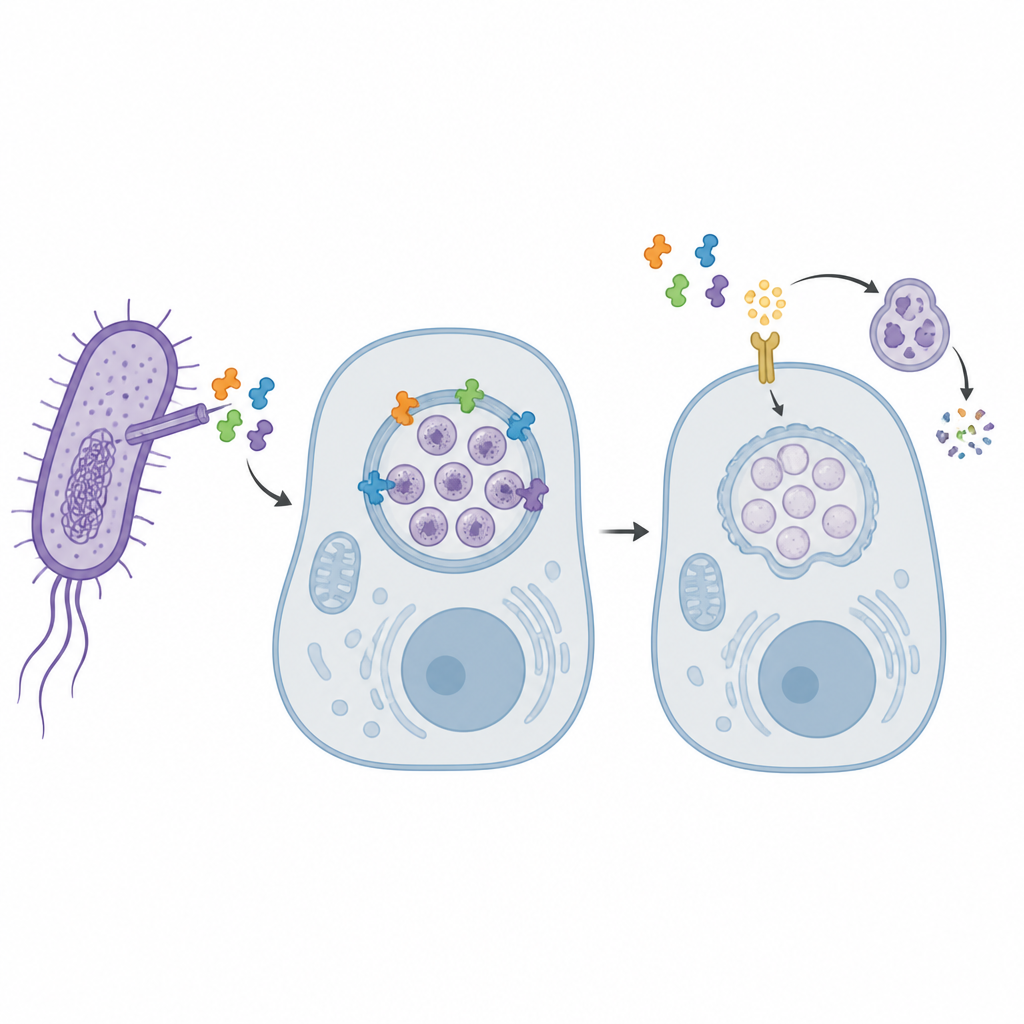 Figure 1. Host cell uses a small-molecule switch to erase selected bacterial tools inside an infected cell within minutes.