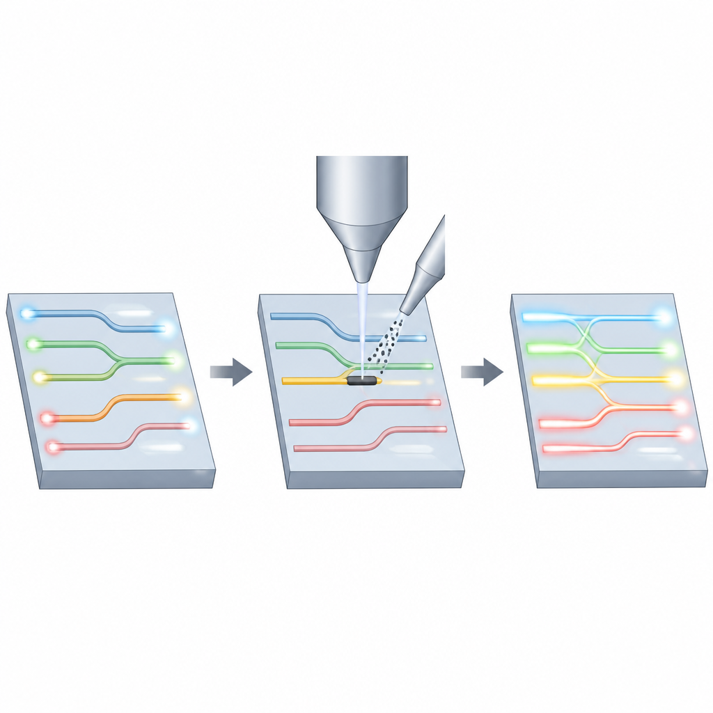 Figure 1. Regolare minuscoli circuiti di luce su un chip aggiungendo patch locali di carbonio dove necessario