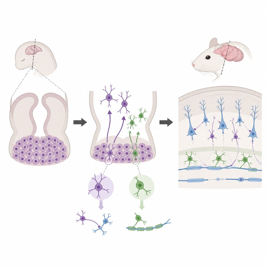 Figure 2. Una precoce sovradifferenziazione delle cellule ventrali del cervello altera l’architettura inibitoria e la mielina, indebolendo l’equilibrio dei circuiti negli adulti.