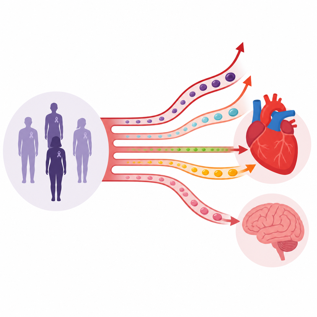Figure 1. How changes in routine blood tests after cancer relate to later heart and vessel disease risk.