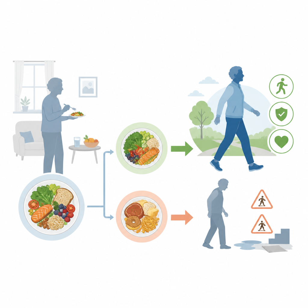 Figure 1. Cómo consumir suficiente proteína dentro de dietas saludables ayuda a las personas mayores a mantener la movilidad y la independencia con el tiempo