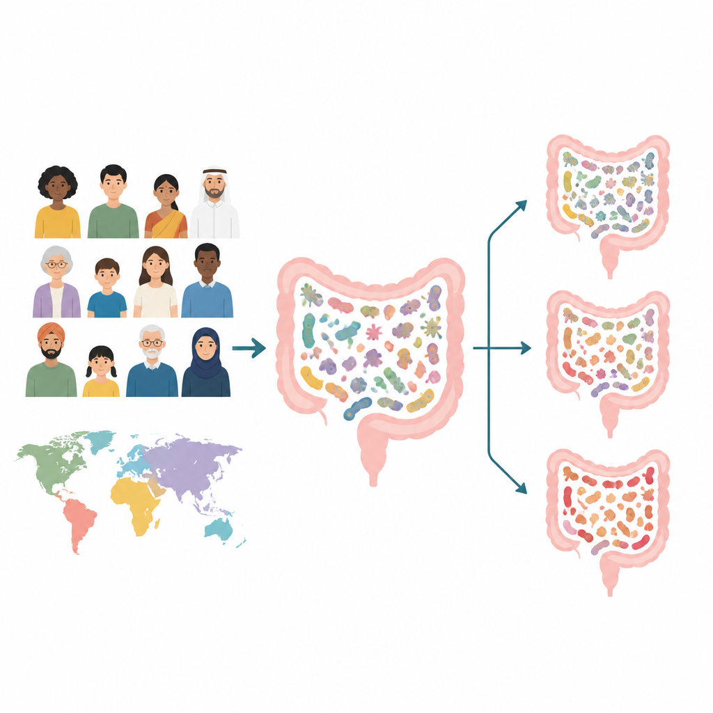 Figure 1. Bağırsağımızdaki mikrobilerin dünya genelinde yaşla nasıl değiştiği ve sağlıkla ilişkili kilit bir orta yaş geçişinden nasıl geçtiği.