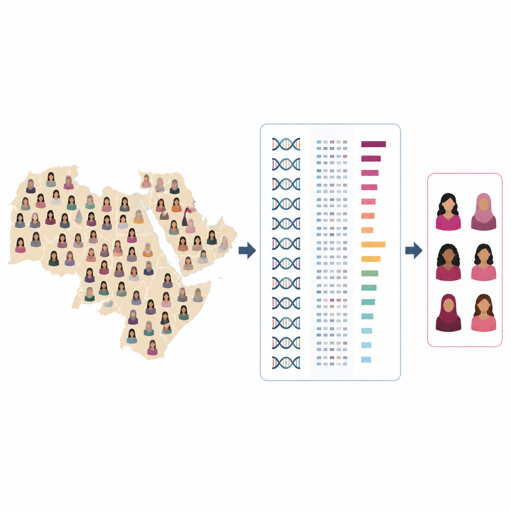 Figure 1. Hoe genomestudies bij Arabische vrouwen verborgen erfelijke risico’s voor familiaire borstkanker blootleggen die verder reiken dan de BRCA-genen.
