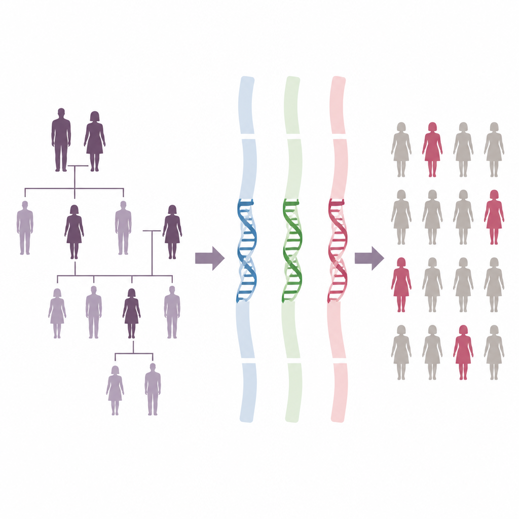 Figure 1. Verborgene Abschnitte der BRCA-Gene in Familien mit Brustkrebs und wie sie zum erblichen Risiko beitragen.