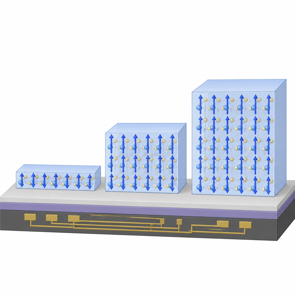 Figure 1. İtriye katkılı hafniyum oksit, silikon cihazlarda ultra ince filmlerden kaba kristallere kadar güçlü elektriksel polarizasyonunu koruyor.