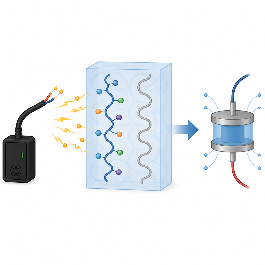 Figure 1. Yaygın bir plastikin üzerine özel yan gruplar eklemenin istenmeyen elektron akışını engelleme yeteneğini nasıl geliştirdiği.